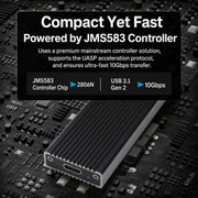 Blueendless 2806N M.2 NVMe SSD Enclosure 10Gbps Aluminum External Solid State Drive Case Portable PCIe M-Key/B&M-Key Reader, Dual Cables Included, Single Cable Included