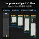 Blueendless 2806N M.2 NVMe SSD Enclosure 10Gbps Aluminum External Solid State Drive Case Portable PCIe M-Key/B&M-Key Reader, Dual Cables Included, Single Cable Included