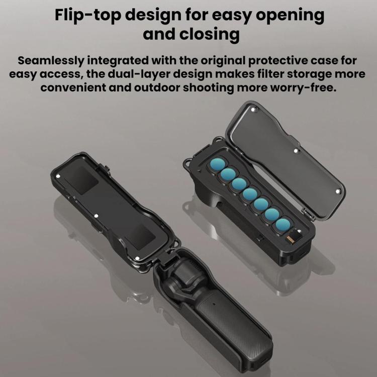 Custodia a libro con chiusura magnetica per filtro BRDRC per DJI Osmo Pocket 3.