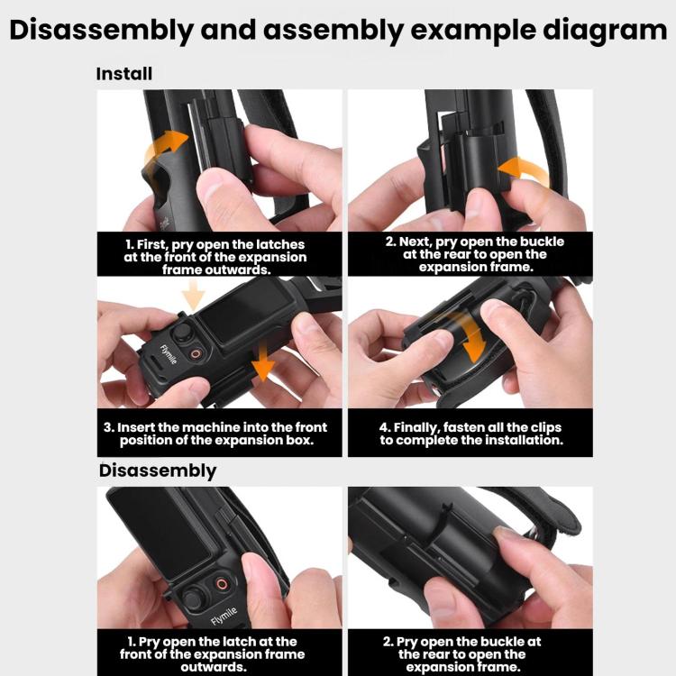 Telaio estensibile multifunzione Flymile con cinghia di montaggio per DJI Pocket 4 / 3.