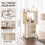Tavolino laterale mobile con ruote, carrello multiuso a 3 ripiani con ruote, comodino con serratura., Short Type Cream, Short Type Yellow, Tall Type Cream, Tall Type Yellow