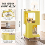 Tavolino laterale mobile con ruote, carrello multiuso a 3 ripiani con ruote, comodino con serratura., Short Type Cream, Short Type Yellow, Tall Type Cream, Tall Type Yellow