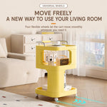 Tavolino laterale mobile con ruote, carrello multiuso a 3 ripiani con ruote, comodino con serratura., Short Type Cream, Short Type Yellow, Tall Type Cream, Tall Type Yellow