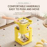 Tavolino laterale mobile con ruote, carrello multiuso a 3 ripiani con ruote, comodino con serratura., Short Type Cream, Short Type Yellow, Tall Type Cream, Tall Type Yellow