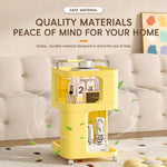 Tavolino laterale mobile con ruote, carrello multiuso a 3 ripiani con ruote, comodino con serratura., Short Type Cream, Short Type Yellow, Tall Type Cream, Tall Type Yellow