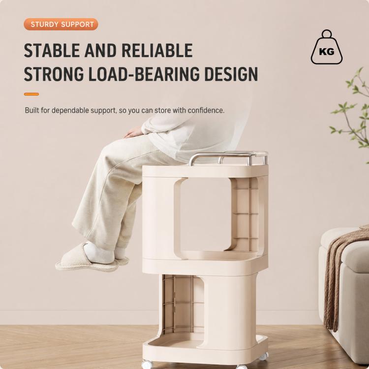 Tavolino laterale mobile con ruote, carrello multiuso a 3 ripiani con ruote, comodino con serratura., Short Type Cream, Short Type Yellow, Tall Type Cream, Tall Type Yellow