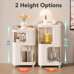 Tavolino laterale mobile con ruote, carrello multiuso a 3 ripiani con ruote, comodino con serratura., Short Type Cream, Short Type Yellow, Tall Type Cream, Tall Type Yellow