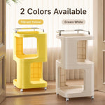 Tavolino laterale mobile con ruote, carrello multiuso a 3 ripiani con ruote, comodino con serratura., Short Type Cream, Short Type Yellow, Tall Type Cream, Tall Type Yellow