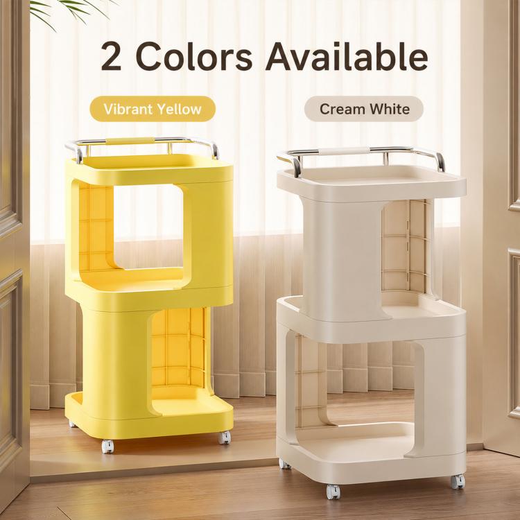 Tavolino laterale mobile con ruote, carrello multiuso a 3 ripiani con ruote, comodino con serratura., Short Type Cream, Short Type Yellow, Tall Type Cream, Tall Type Yellow
