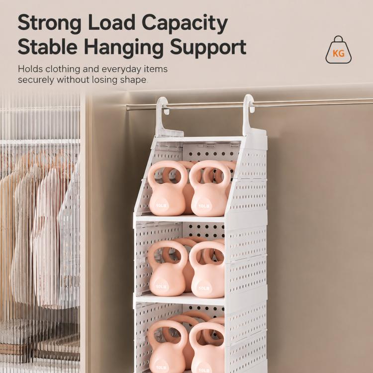 Organizzatore per armadio da appendere, ripiani in plastica impilabili, cestino portaoggetti per vestiti, 1-Tier, 2-Tier, 3-Tier