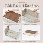 Contenitore pieghevole con coperchio in legno MDF, scatola portaoggetti pieghevole in plastica a 5 ante per campeggio e bagagliaio auto., 49 x 35 x 29cm, 41 x 29 x 24.5cm