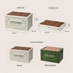 Contenitore pieghevole con coperchio in legno MDF, scatola portaoggetti pieghevole in plastica a 5 ante per campeggio e bagagliaio auto., 49 x 35 x 29cm, 41 x 29 x 24.5cm