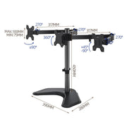 Supporto per monitor a sbalzo girevole 360° per tre schermi