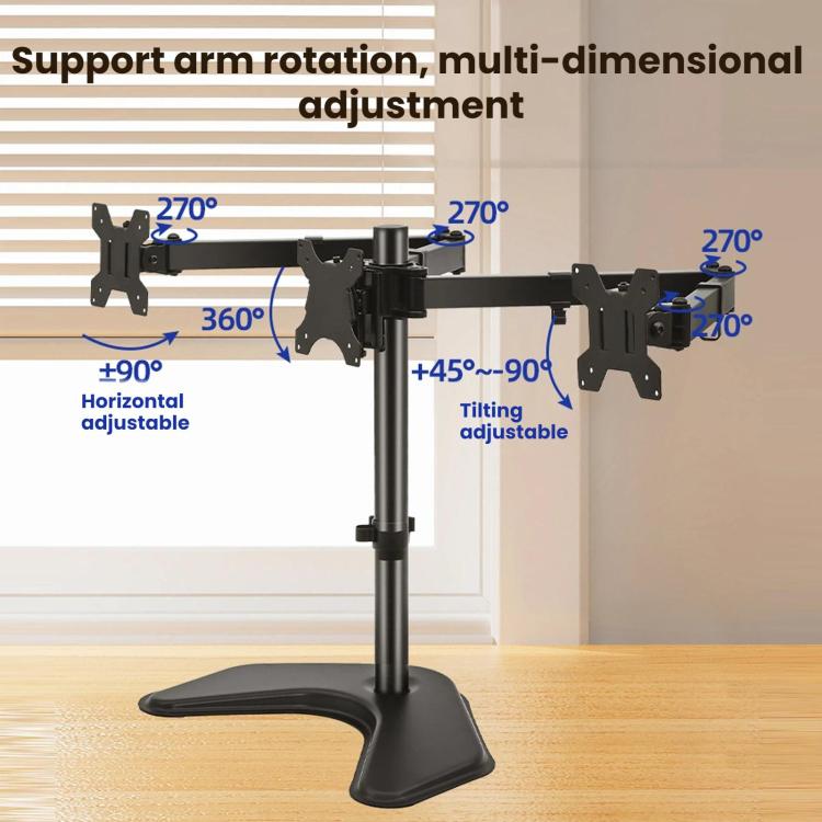 Supporto per monitor a sbalzo girevole 360° per tre schermi