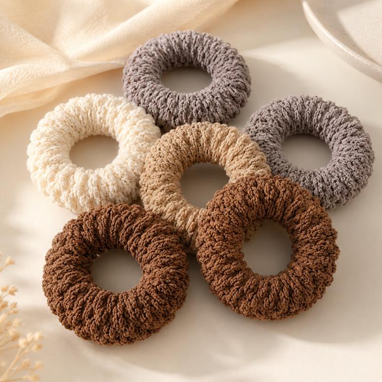 Set da 6 pezzi di elastici per capelli extra spessi e ad alta elasticità, ideali per coda di cavallo o come fascia per capelli senza cuciture.