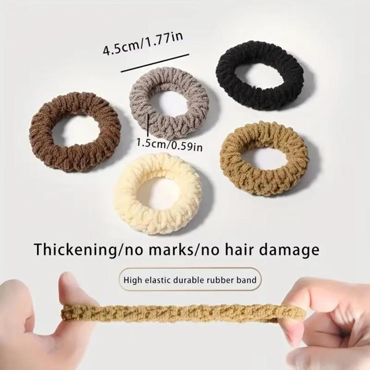 Set da 6 pezzi di elastici per capelli extra spessi e ad alta elasticità, ideali per coda di cavallo o come fascia per capelli senza cuciture.