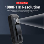 Mini videocamera indossabile 1080P con registratore vocale e video, visione notturna IR intelligente e clip., C1