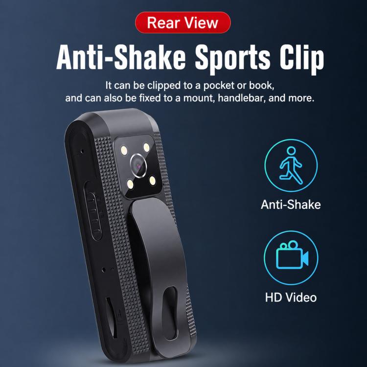 Mini videocamera indossabile 1080P con registratore vocale e video, visione notturna IR intelligente e clip., C1