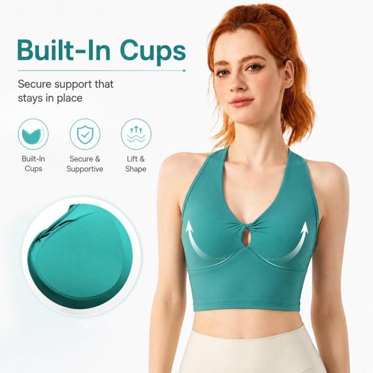 Canotta sportiva da donna con coppe integrate, top yoga, reggiseno da corsa e reggiseno sportivo per fitness., S, M, L, XL