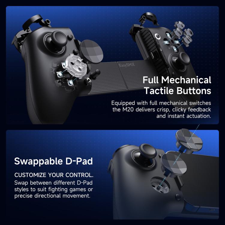 EasySMX M20 Controller di gioco mobile USB-C con stick ad effetto Hall, RoSync, layout ABXY rotante e frequenza di polling di 1000Hz., M20