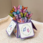 Biglietto d'auguri 3D pop-up con farfalla, biglietto di benedizione con farfalla viola