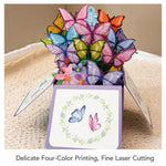 Biglietto d'auguri 3D pop-up con farfalla, biglietto di benedizione con farfalla viola