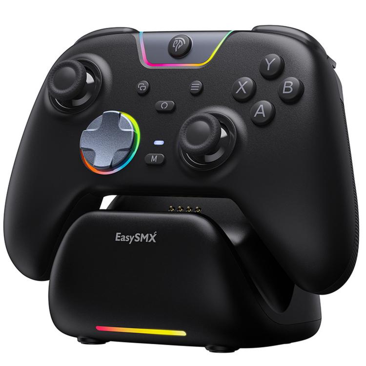 EasySMX X05Pro Controller wireless per PC: gamepad a effetto Hall a tre modalità con grilletti a doppio stadio e pulsanti silenziosi per PC e Switch, Grey White, Black, White With Charging Dock, Black With Charging Dock