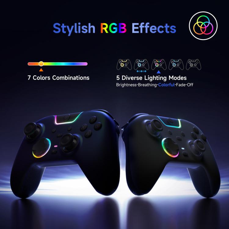 EasySMX X05Pro Controller wireless per PC: gamepad a effetto Hall a tre modalità con grilletti a doppio stadio e pulsanti silenziosi per PC e Switch, Grey White, Black, White With Charging Dock, Black With Charging Dock