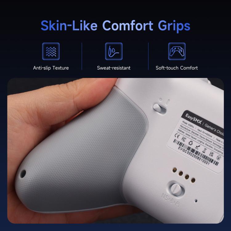 EasySMX X05Pro Controller wireless per PC: gamepad a effetto Hall a tre modalità con grilletti a doppio stadio e pulsanti silenziosi per PC e Switch, Grey White, Black, White With Charging Dock, Black With Charging Dock