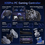 EasySMX X05Pro Controller wireless per PC: gamepad a effetto Hall a tre modalità con grilletti a doppio stadio e pulsanti silenziosi per PC e Switch, Grey White, Black, White With Charging Dock, Black With Charging Dock
