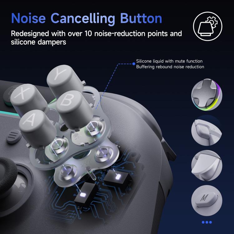 EasySMX X05Pro Controller wireless per PC: gamepad a effetto Hall a tre modalità con grilletti a doppio stadio e pulsanti silenziosi per PC e Switch, Grey White, Black, White With Charging Dock, Black With Charging Dock