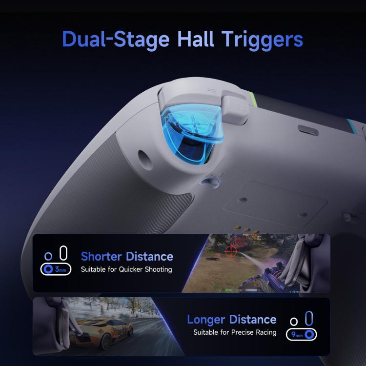 EasySMX X05Pro Controller wireless per PC: gamepad a effetto Hall a tre modalità con grilletti a doppio stadio e pulsanti silenziosi per PC e Switch, Grey White, Black, White With Charging Dock, Black With Charging Dock