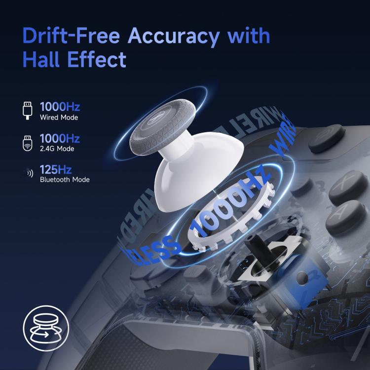 EasySMX X05Pro Controller wireless per PC: gamepad a effetto Hall a tre modalità con grilletti a doppio stadio e pulsanti silenziosi per PC e Switch, Grey White, Black, White With Charging Dock, Black With Charging Dock