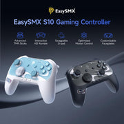 Controller wireless EasySMX S10 per Nintendo Switch e Switch 2, gamepad con NFC, vibrazione HD e frontalino intercambiabile.
