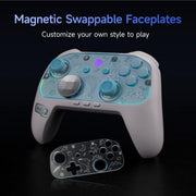 Controller wireless EasySMX S10 per Nintendo Switch e Switch 2, gamepad con NFC, vibrazione HD e frontalino intercambiabile.