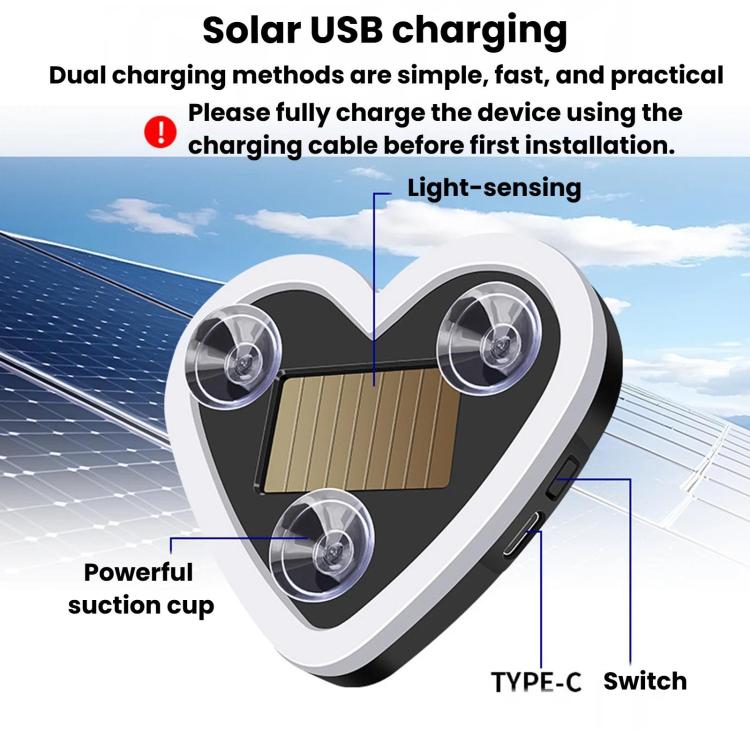 Luce ambientale auto a forma di cuore con ricarica solare