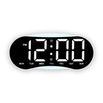 Orologio da parete digitale a LED curvo con ampio display, orologio da scrivania con luce notturna ambientale, indicazione di giorno, data e temperatura, dimmerabile, ideale per camera da letto e ufficio.