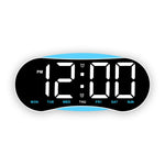 Orologio da parete digitale a LED curvo con ampio display, orologio da scrivania con luce notturna ambientale, indicazione di giorno, data e temperatura, dimmerabile, ideale per camera da letto e ufficio.