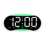 Orologio da parete digitale a LED curvo con ampio display, orologio da scrivania con luce notturna ambientale, indicazione di giorno, data e temperatura, dimmerabile, ideale per camera da letto e ufficio.