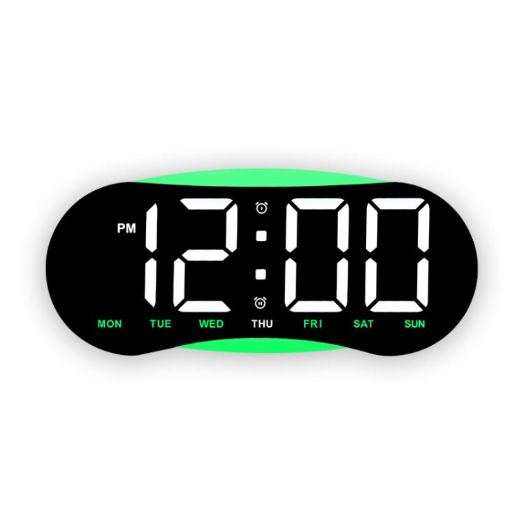 Orologio da parete digitale a LED curvo con ampio display, orologio da scrivania con luce notturna ambientale, indicazione di giorno, data e temperatura, dimmerabile, ideale per camera da letto e ufficio.
