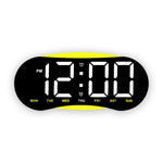 Orologio da parete digitale a LED curvo con ampio display, orologio da scrivania con luce notturna ambientale, indicazione di giorno, data e temperatura, dimmerabile, ideale per camera da letto e ufficio.