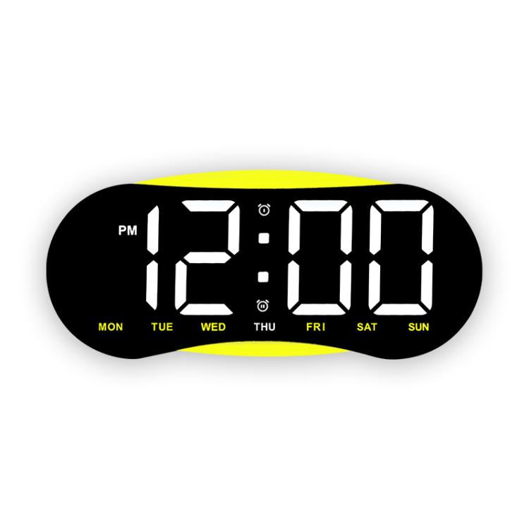Orologio da parete digitale a LED curvo con ampio display, orologio da scrivania con luce notturna ambientale, indicazione di giorno, data e temperatura, dimmerabile, ideale per camera da letto e ufficio.