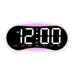 Orologio da parete digitale a LED curvo con ampio display, orologio da scrivania con luce notturna ambientale, indicazione di giorno, data e temperatura, dimmerabile, ideale per camera da letto e ufficio.