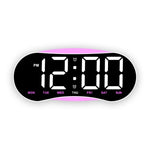 Orologio da parete digitale a LED curvo con ampio display, orologio da scrivania con luce notturna ambientale, indicazione di giorno, data e temperatura, dimmerabile, ideale per camera da letto e ufficio.