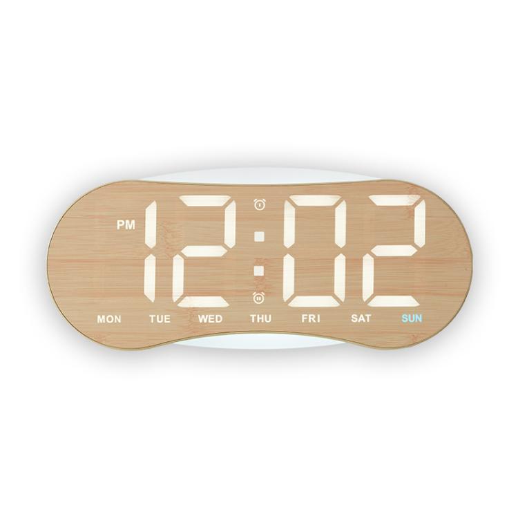 Orologio da parete digitale a LED curvo con ampio display, orologio da scrivania con luce notturna ambientale, indicazione di giorno, data e temperatura, dimmerabile, ideale per camera da letto e ufficio.