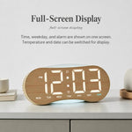 Orologio da parete digitale a LED curvo con ampio display, orologio da scrivania con luce notturna ambientale, indicazione di giorno, data e temperatura, dimmerabile, ideale per camera da letto e ufficio.