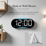 Orologio da parete digitale a LED curvo con ampio display, orologio da scrivania con luce notturna ambientale, indicazione di giorno, data e temperatura, dimmerabile, ideale per camera da letto e ufficio.