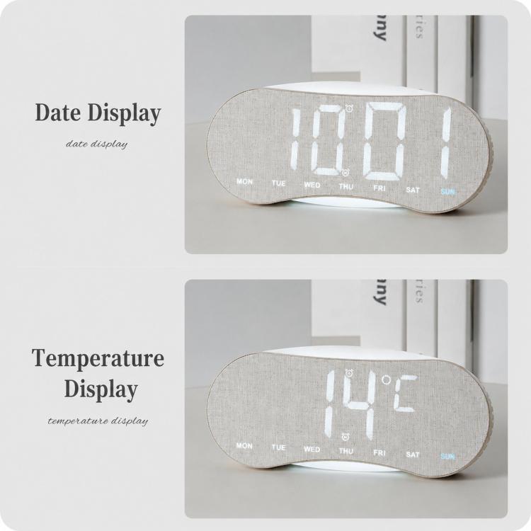 Orologio da parete digitale a LED curvo con ampio display, orologio da scrivania con luce notturna ambientale, indicazione di giorno, data e temperatura, dimmerabile, ideale per camera da letto e ufficio.