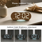 Orologio da parete digitale a LED curvo con ampio display, orologio da scrivania con luce notturna ambientale, indicazione di giorno, data e temperatura, dimmerabile, ideale per camera da letto e ufficio.