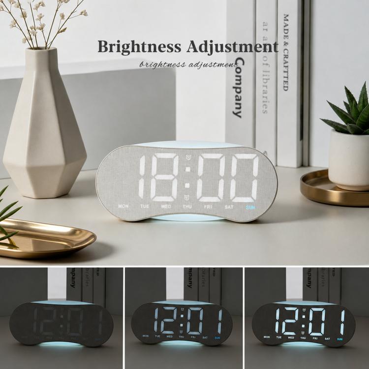 Orologio da parete digitale a LED curvo con ampio display, orologio da scrivania con luce notturna ambientale, indicazione di giorno, data e temperatura, dimmerabile, ideale per camera da letto e ufficio.